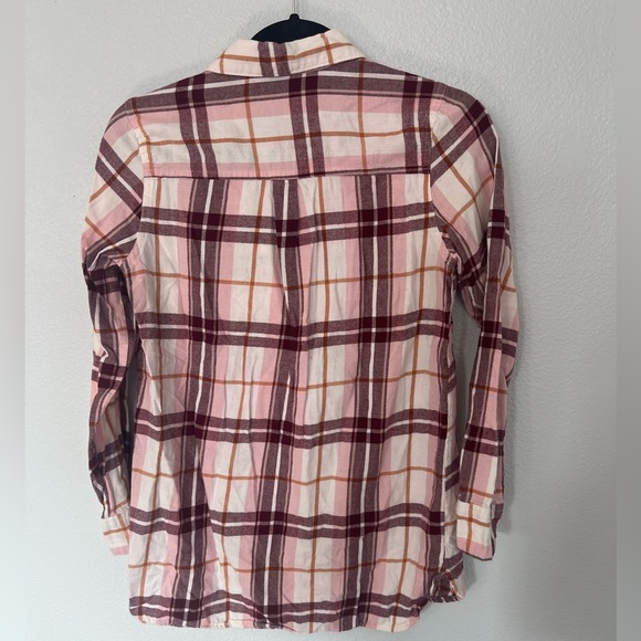 Old Navy Pink White Burgundy Plaid Flannel The Tunic Shirt Size X Small - Picture 3 of 4